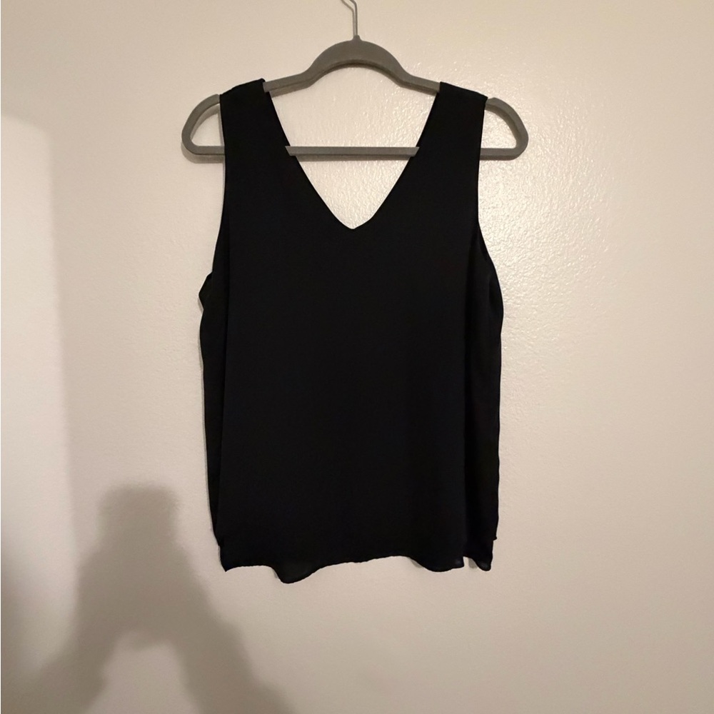 Ann Taylor Factory Black V-Neck Tank Top